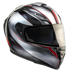 Fototapeta premium black and silver motorcycle helmet isolated on a white background