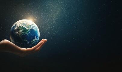 Holding the Earth and humanity's connection to nature. Planet Earth and a pregnant woman represent the connection between Mother Nature and motherhood. Mother's Day, Copy space.