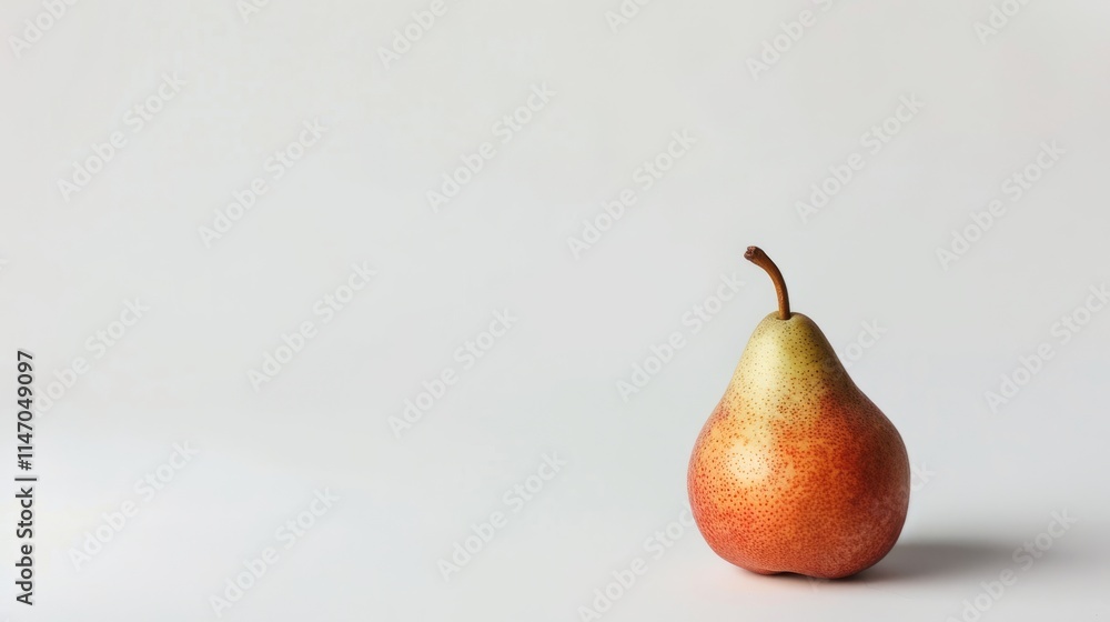 Poster minimalist concept with a single pear on a white background