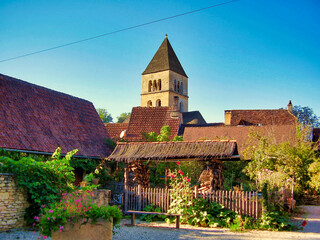 Picturesque village of St. Leon sur Vezere in the Dordogne, France.
