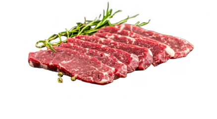 PNG Premium Rare Slices sirloin Wagyu A5 beef on stone plate steak slice meat.

