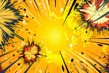 Background with fireworks explosion, comic book style