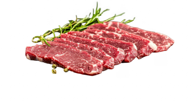 PNG Premium Rare Slices sirloin Wagyu A5 beef on stone plate steak slice meat.
