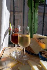 Sherry fino, manzanilla, olorosso wine, jerez fortified wine made from palomino white grape served in Jerez de la Frontera, Cadiz, Andalusia, Spain
