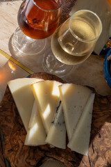Sherry wine and food pairing, Spanish matured cheese and onion chutney close up