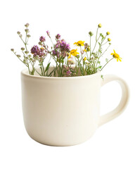 Fototapeta premium a matte stone cream mug with flowers white background