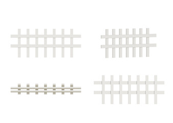 white wooden long fence with parallel plank new. 3D render