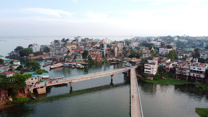 Aerial view of lake city Rangamati in Bangladesh. Beautiful skyline of Rangamati near chittagong hill district. 