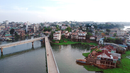 Aerial view of lake city Rangamati in Bangladesh. Beautiful skyline of Rangamati near chittagong hill district. 