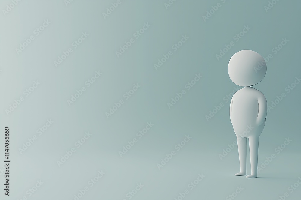 Poster a 3d representation of a human figure with an empty chat bubble.