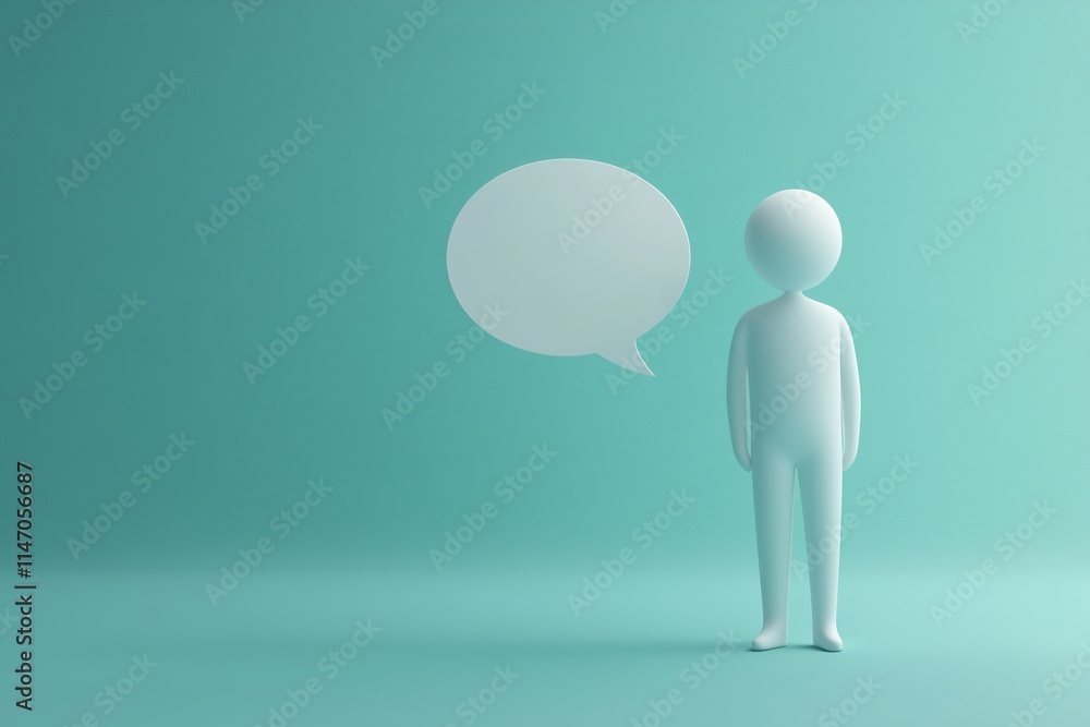 Aufkleber a 3d representation of a human figure with an empty chat bubble.