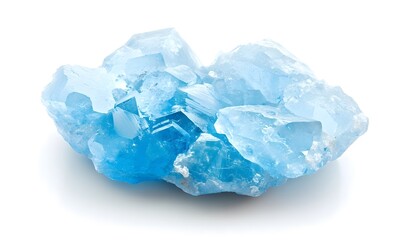 Obraz premium Light blue crystal cluster, isolated on white.