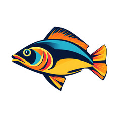 A Peacock Bass fishAbstract Asymmetrical Logo design white background