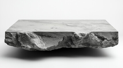 Stone Platform: An isolated, rough-hewn slab of stone, suspended in mid-air, provides a striking and minimalist platform for product display or graphic design. This image evokes a sense of strength.