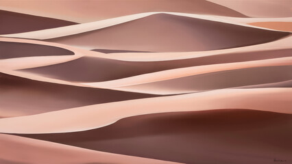 Obraz premium A serene landscape of undulating sand dunes in soft shades of beige and brown, highlighting the tranquil beauty of nature's textures and forms.