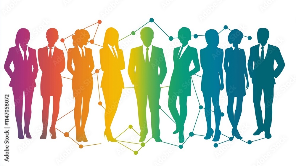 Poster connecting executives with solid human resource network structure for effective management and recru
