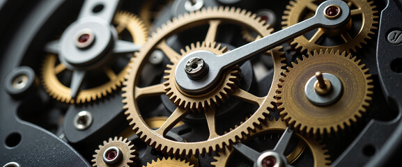 Close-up of intricate watch gears and mechanisms showcasing precision engineering and design