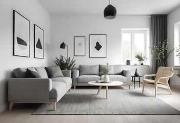Elegant Minimalist Scandinavian Interior Design of Modern Living Room