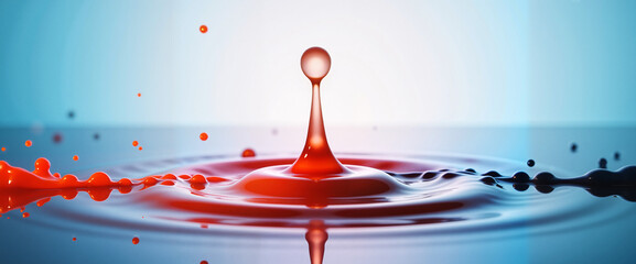 Colorful water drop creating ripple effect on surface in vibrant artistic design