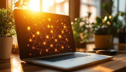 A glowing strategy roadmap displayed on a laptop in a sunny workspace, symbolizing ways to grow social connections