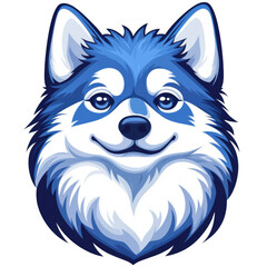 Blue icon of Shiba Inu dog isolated on a transparent background Minimalist flat icon, vector logo style sign clipart on a no background png