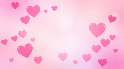 "Love in the Air: Pink Hearts on a Soft Background"