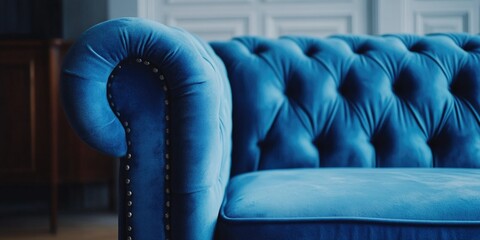 Obraz premium Vintage Blue Velvet Chesterfield Sofa