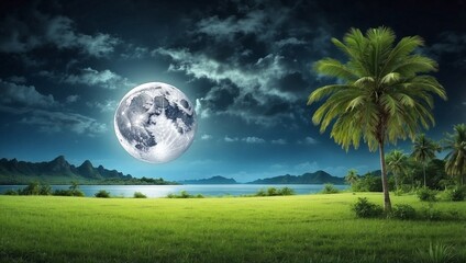 Fototapeta premium moon and earth