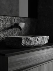 Contemporary Sink Design with Rustic Stone Accent