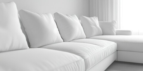 Modern White Sofa with Cushions