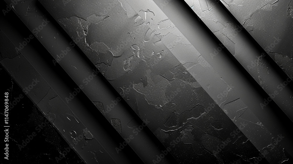 Poster textured black surface with angular lines and shadows enhancing depth