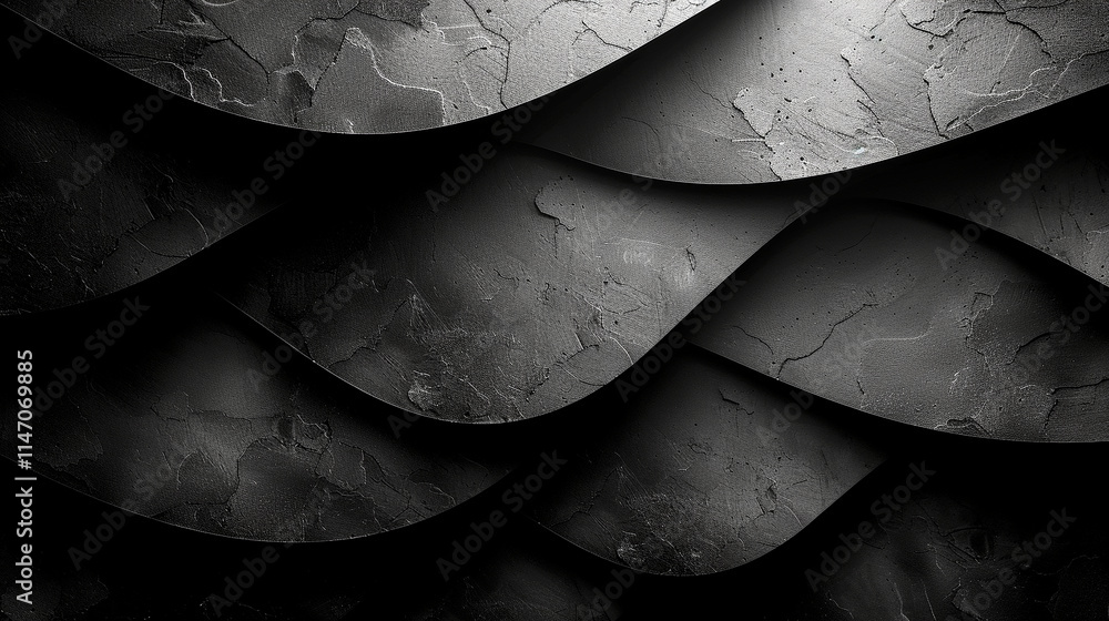 Poster textured waves of dark materials create an artistic depth in design