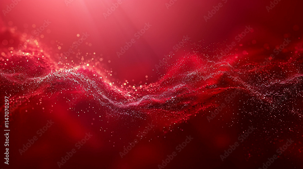 Poster flowing waves of shimmering red light create a mesmerizing atmosphere