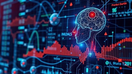 Fototapeta premium Data analysis science and big data with AI technology