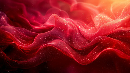 Obraz premium Vibrant waves of red fabric dance under warm light