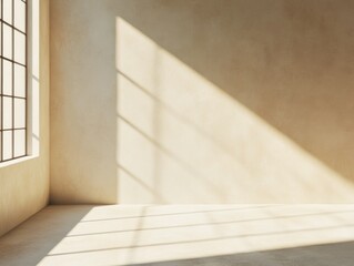 Sunlit Minimalist Room with Window Shadows