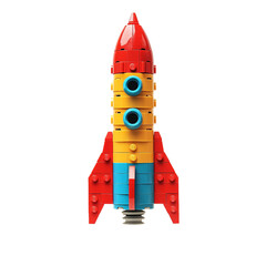 a rocket made with legos isolated on a white background