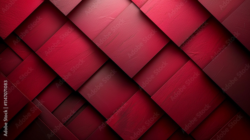 Poster textured red layers create a dynamic visual composition