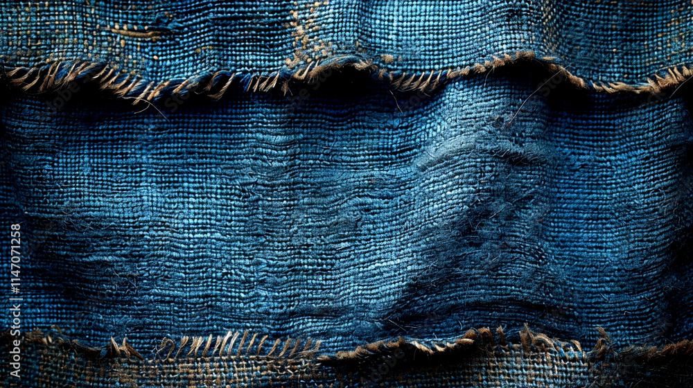 Poster texture and patterns of deep blue fabric woven with intricate threads