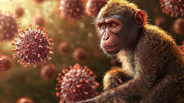 Monkey pox virus, a new world problem of modern humanity. Close-up of the hands of a sick person with pimples and blisters. Smallpox vaccine.