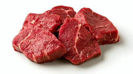 Obraz premium Fresh Raw Beef Cubes Ready for Cooking