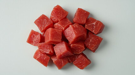 Fresh Red Beef Cubes Ready for Cooking