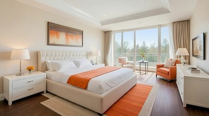 Close-up view of bedroom with bed