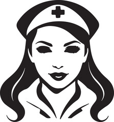 Black and White nurse logo type Silhouette Design