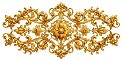 gold ornament design element isolated on white background. Png transparent
