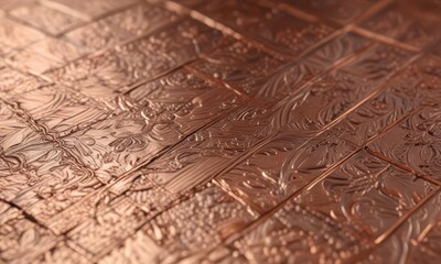 Fototapeta premium brushed copper surface with intricate patterns, mechanical, rusty, metallic