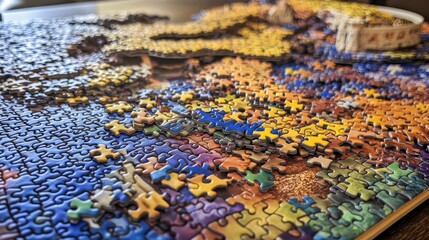 Obraz premium Business teamwork building puzzles together