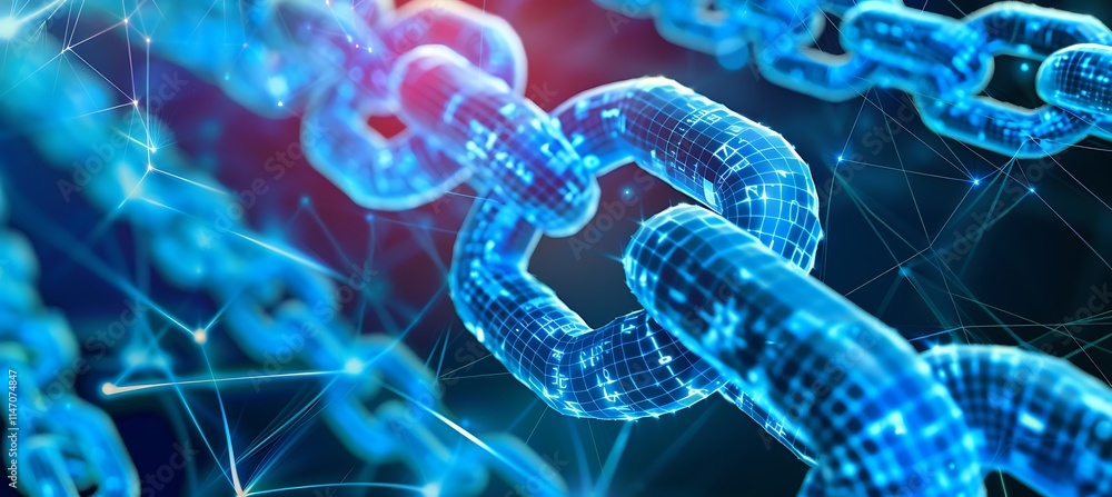 Poster exploring blockchain’s role in iot, cryptocurrency, and strengthening internet security with decentr