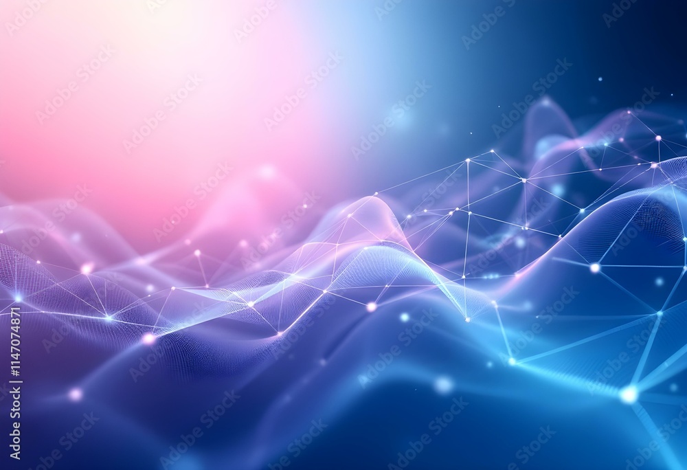 Poster abstract digital wave pattern with glowing particles and network connections. modern technology back