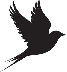 Obraz premium High-Definition Solid Black Silhouette of a Bird in Flight with Perfect Proportions and Sharp Edges